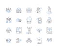 Command line icons collection. Control, Lead, Direct, Order, Instruct, Operate, Dominate vector and linear illustration