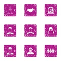 Command path icons set, grunge style Royalty Free Stock Photo