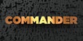 Commander - Gold text on black background - 3D rendered royalty free stock picture