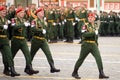 The commander of the parade squad of the military police, Lieutenant Colonel Vitaly Pikalov, during the parade on Moscow`s Red Squ