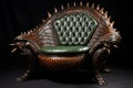 Commanding Reptilian ruler armchair. Generate Ai