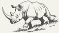 Powerful rhinoceros with its iconic horn, in dynamic pose. Wildlife strength, vector design Generative AI Royalty Free Stock Photo