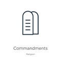 Commandments icon. Thin linear commandments outline icon isolated on white background from religion collection. Line vector
