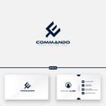 Commando logo initial e with equipment knife for the logo and free business card Royalty Free Stock Photo