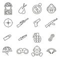 Commandos or Special Forces Army Unit Icons Thin Line Vector Illustration Set