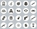 Commandos Or Special Forces Icons Black & White Flat Design Circle Set Big