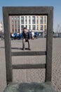 Commemoration memorial to deported Jews: art installthe ation of empty chairs in the square in the Jewish Ghetto in Cracow Poland
