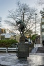 A commemoration sculpture to Norwegians contributed to building of America in Stavanger city park