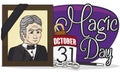 Design Honoring Harry Houdini`s Death during Magic Day, Vector Illustration