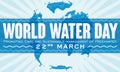 Label with Watery Map Design to Commemorate World Water Day, Vector Illustration
