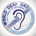 Commemorative Awareness Button for World Deaf Day Celebration, Vector Illustration