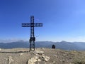 commemorative cross Mount Ventasso Reggio Emilia, in August with low water