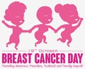 Girl Friends Supporting each Other for Breast Cancer Day Celebration, Vector Illustration