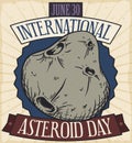 Retro Design Promoting International Asteroid Day Celebration, Vector Illustration Royalty Free Stock Photo