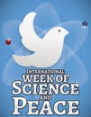 Dove inside Atom for International Week of Science and Peace, Vector Illustration