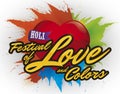 Colorful Splashes and Heart for Holi and the Festival of Love, Vector Illustration