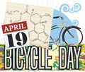 LSD Formula, Calendar and Vintage Bike for Bicycle Day Commemoration, Vector Illustration