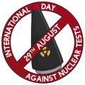 Warhead inside Forbidden Symbol for International Day Against Nuclear Tests, Vector Illustration