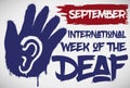 Graffiti with Hand and Ear for Week of the Deaf, Vector Illustration