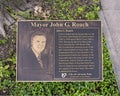 Commemorative Plaque honoring Mayor John G. Roach at the track named in his honor in the City of University Park, Texas.