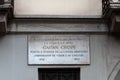 The only commemorative plaque in the Milanese dialect dedicated to the poet Gaetano Crespi located in Via Santa maria Podone 3 in