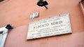 Commemorative plaque in the street where the actor ALBERTO SORDI was born in Rome