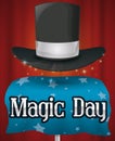 Marvelous Magical Trick of the Floating Hat for Magic Day, Vector Illustration