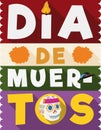 Commemorative Poster for Mexican Dia de los Muertos, Vector Illustration