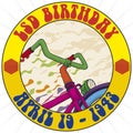 Colorful Button with Bicycle to Commemorate LSD Birthday, Vector Illustration