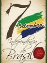 Commemorative Scroll with Reminder and Brushstrokes for Brazil Independence Day, Vector Illustration