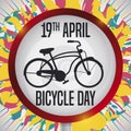 Traffic Sign with Bike Silhouette to Celebrate Bicycle Day, Vector Illustration