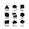 Comment box drop shadow black glyph icons set