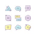 Comment box yellow, blue and violet RGB color icons set Royalty Free Stock Photo