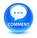 Comment (conversation icon) glassy cyan blue round button