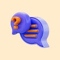Comment question mark icon 3d render concept for communication