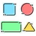 Comment quote box with quotation marks set for message text, blank speech frames collection design element mockup