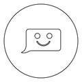 Comment smile message black icon outline in circle image