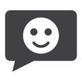 Comment with smile solid icon, feedback website Royalty Free Stock Photo