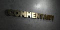 Commentary - Gold text on black background - 3D rendered royalty free stock picture