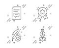 Comments, Hypoallergenic tested and Ranking star icons set. Manager sign. Vector