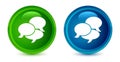 Comments icon artistic shiny glossy blue and green round button set Royalty Free Stock Photo