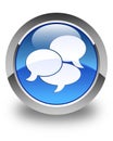 Comments icon glossy blue round button