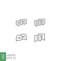 Comments, line icon set. Social chatting communication technology
