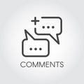 Comments or messaging line icon. Post or sms symbol in outline design. Bubbles for mobile apps, websites, social media Royalty Free Stock Photo