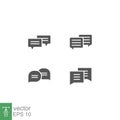 Comments, solid icon set. Social chatting communication technology