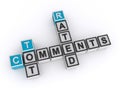 comments tot, rated word block on white