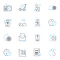 Commerce centers linear icons set. Logistics, Warehouse, Distribution, Fulfillment, Shipping, Retail, Inventory line