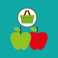 Commerce green basket tasty apple