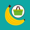 Commerce green basket tasty banana