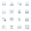Commerce linear icons set. Retail, E-commerce, Sales, Merchandise, Trade, Supply, Demand line vector and concept signs